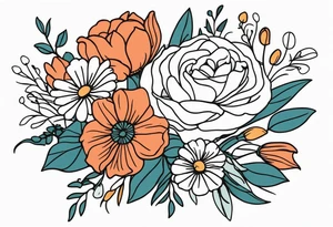 flower bouquet tattoo idea