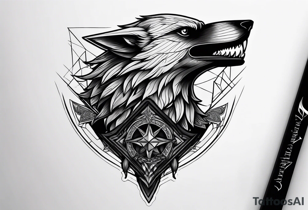 valkeryie wolf crow axe tattoo idea