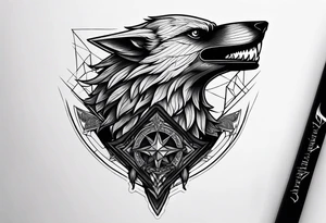 valkeryie wolf crow axe tattoo idea
