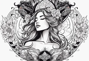 Resurrection Beautiful woman rising from her dead self to inner peace and self-love tattoo idea