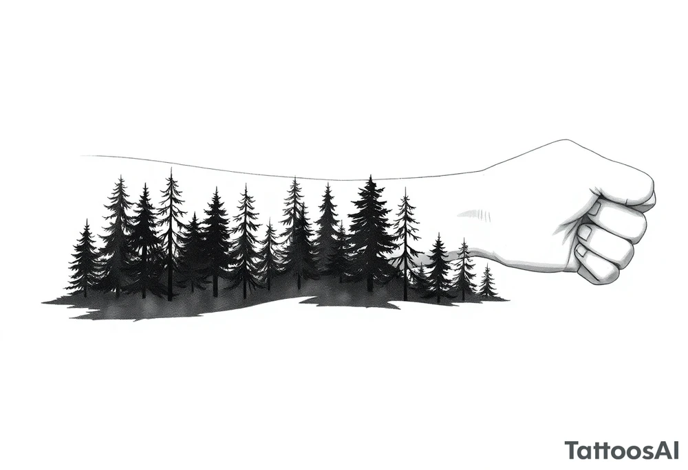 Coniferouse forest silhouette around the forearm a tattoo tattoo idea