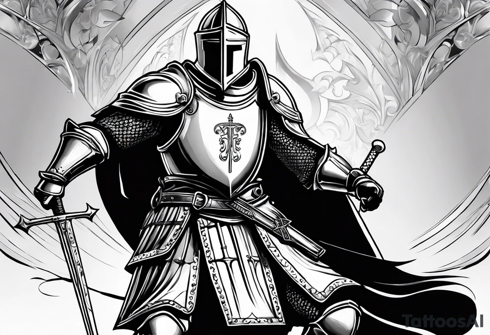 Teutonic knight in battle tattoo idea