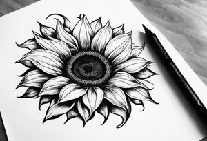 Realistic Horseshoe around a sunflower tattoo idea