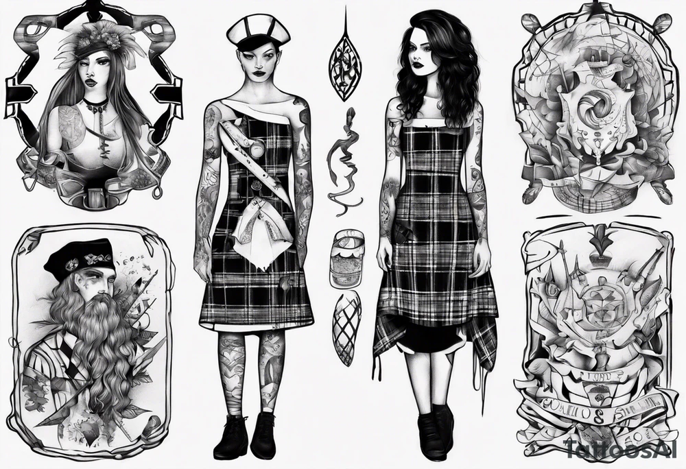 sailo'r manequinn with a girl's scottish dress tattoo idea