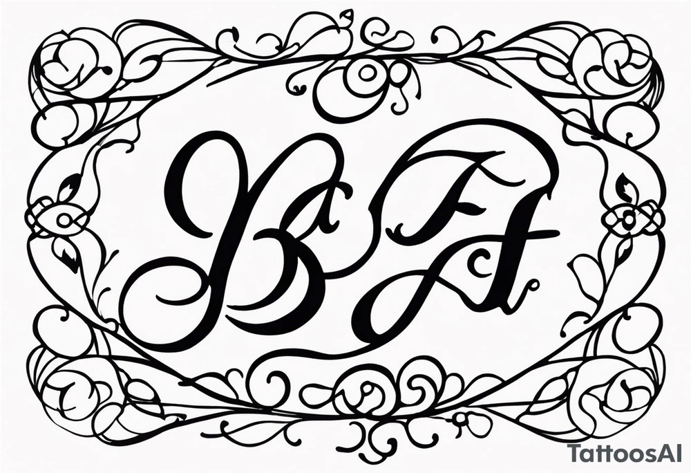 Delicate cursive combining the initials bjf & arf tattoo idea Delicate cursive combining the initials bjf & arf tattoo idea