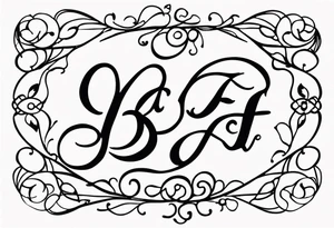 Delicate cursive combining the initials bjf & arf tattoo idea
