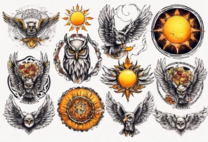 Sonne Eule tattoo idea