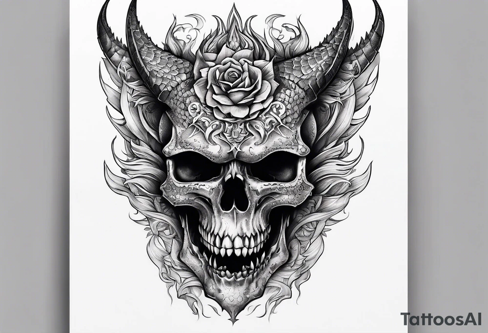 Dragon skull mexican tattoo idea