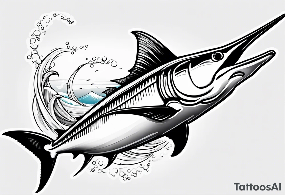 Fishing blue marlin tattoo idea