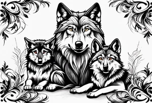 Wolf wit 2 cubs tattoo idea