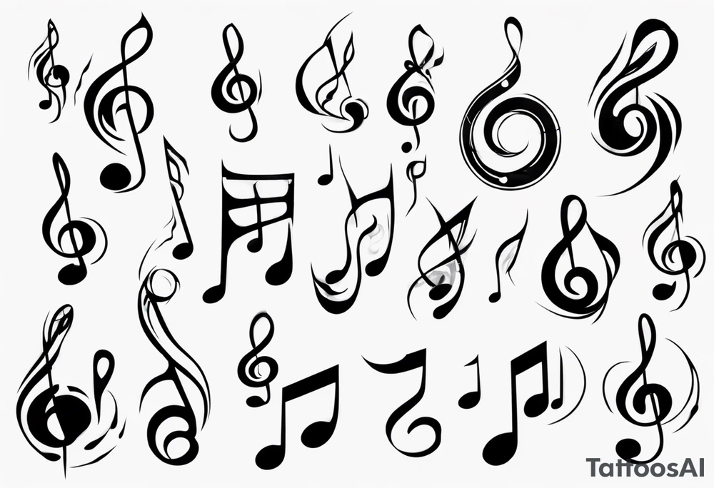music note negative tattoo idea