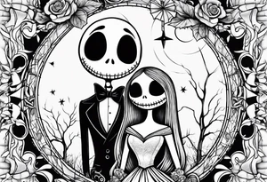 couples nightmare before Christmas with we're simply meant to be written tattoo idea