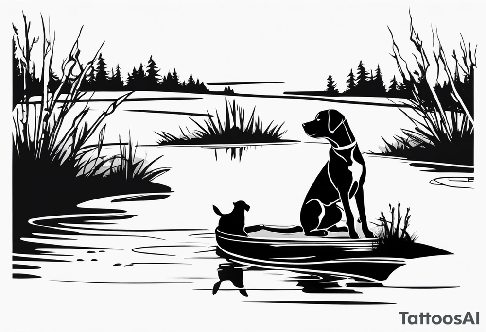 My dog Duke passed away and he loved trying to get sticks off the bottom of the creek tattoo idea