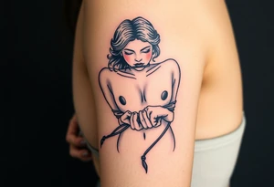 Naked woman tied up with hands behind her back and her mouth gagged tattoo idea