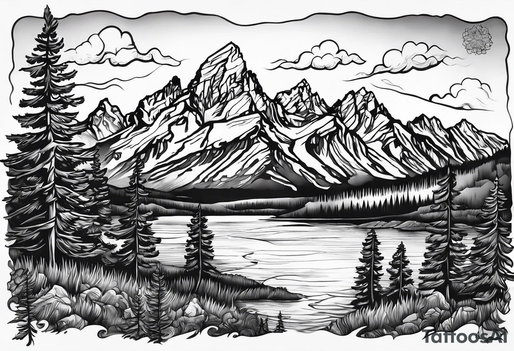 grand Tetons forearm band tattoo idea