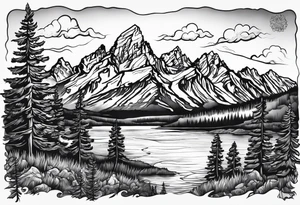 grand Tetons forearm band tattoo idea