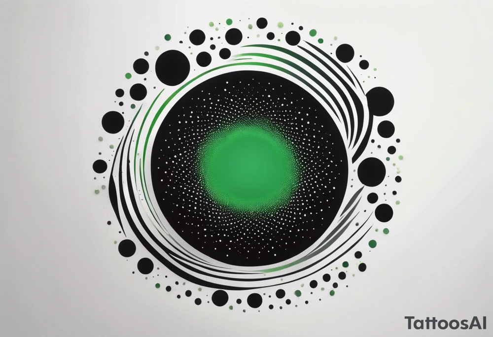 black hole, abstract, green and black, covered from wrist to forearm, fully covered, no borders, blackwork, no people tattoo idea