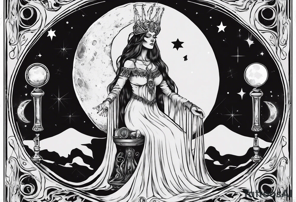 The High Priestess and the moon. TArot. tattoo idea