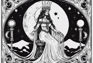 The High Priestess and the moon. TArot. tattoo idea