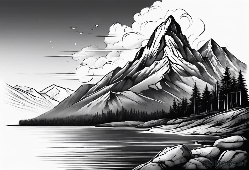 Mountain, beach, ocean tattoo idea