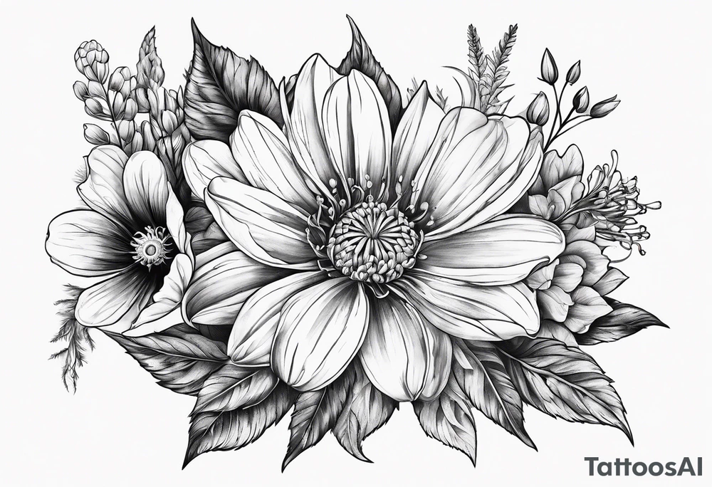 California native wild flowers tattoo idea