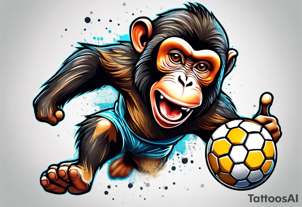 monkey celebrating soccer goal tattoo idea