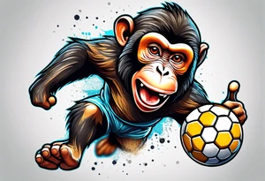monkey celebrating soccer goal tattoo idea