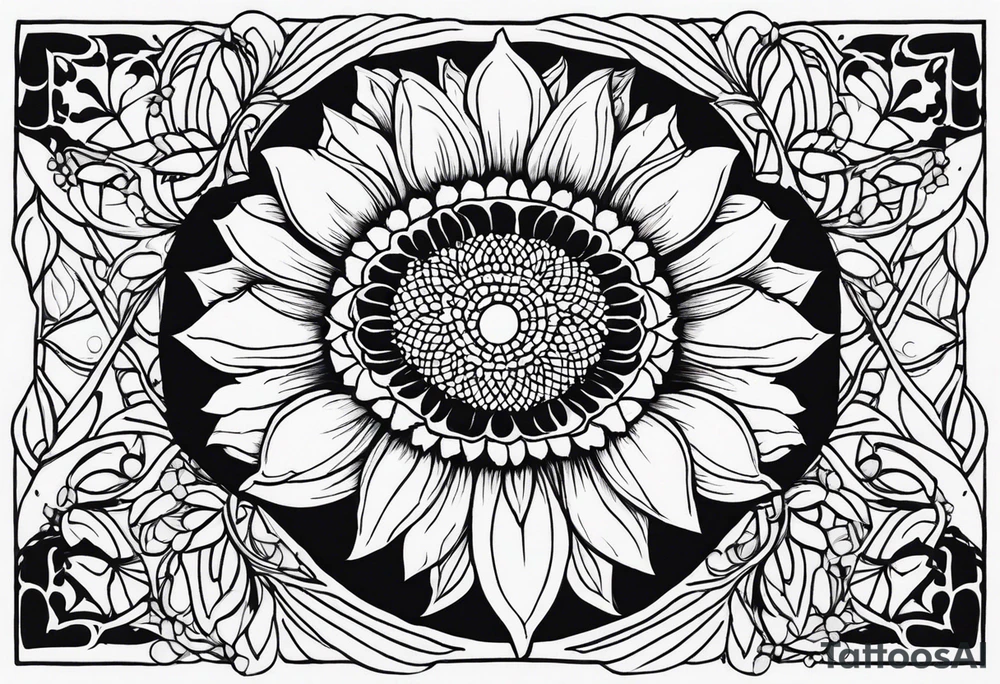 Animal print with sunflowers tattoo idea