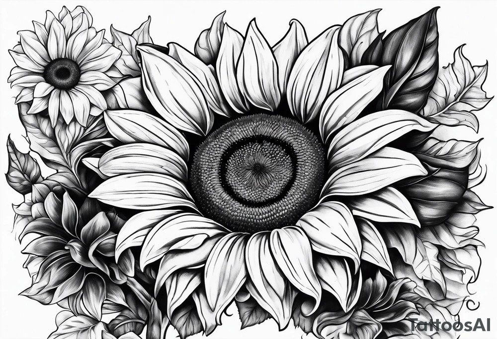 Realistic Horseshoe around a sunflower tattoo idea Realistic Horseshoe around a sunflower tattoo idea