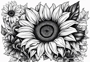 Realistic Horseshoe around a sunflower tattoo idea