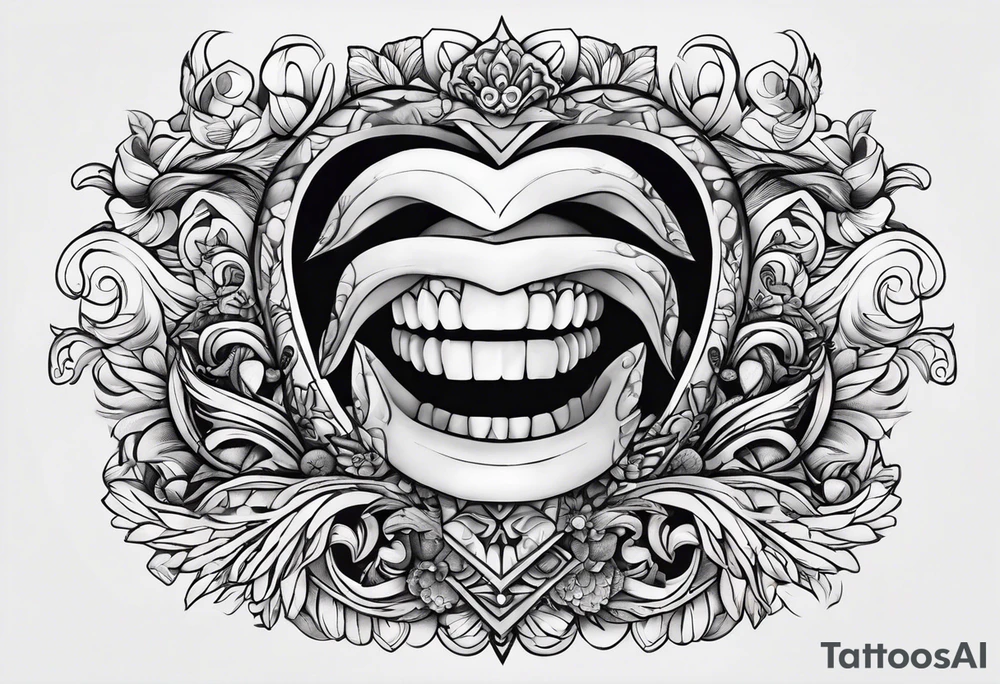 two arms wrapped around a white, shiny tooth tattoo idea two arms wrapped around a white, shiny tooth tattoo idea