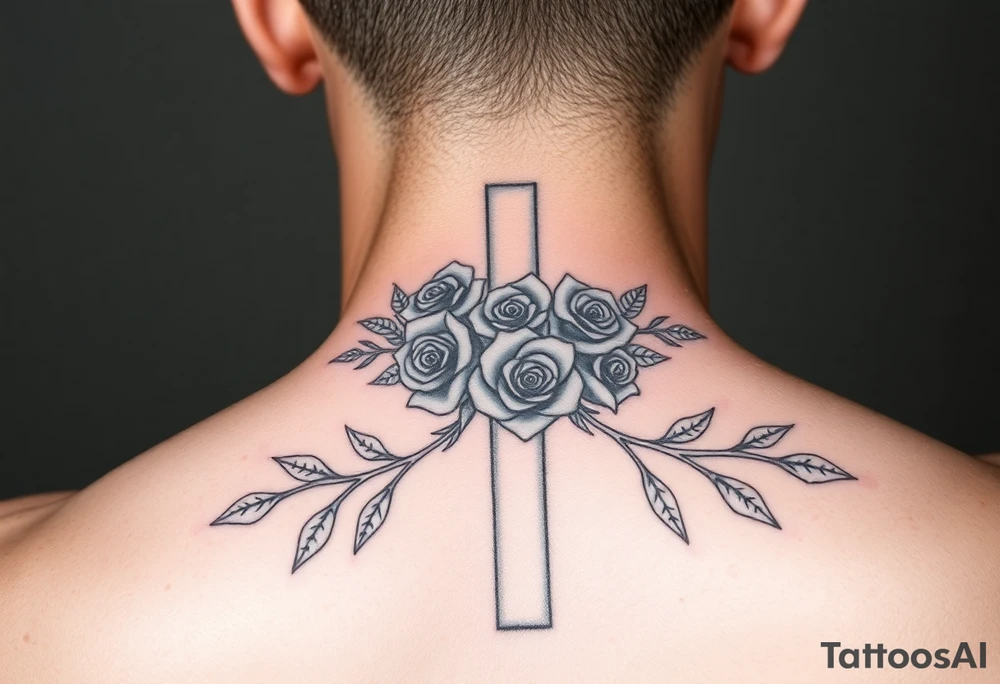 Roses crown of thorns on cross
G>high lows tattoo idea
