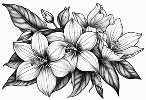 leafs and stalk with Platycodon grandiflorus flowers tattoo idea