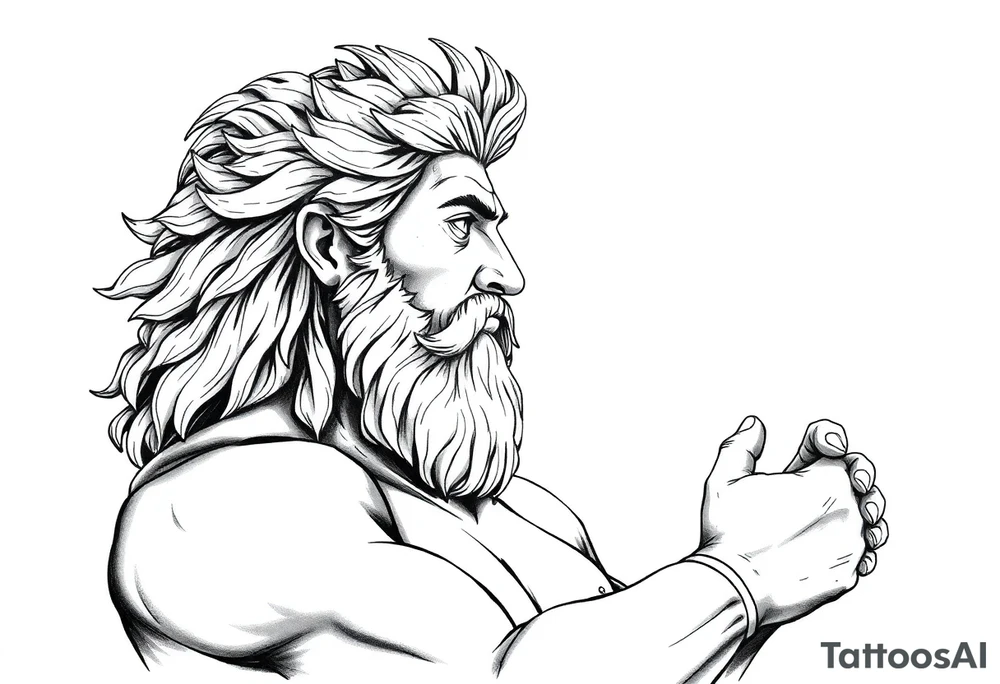 GREEK GOD LOOKING OVER HIS EMPIRE tattoo idea