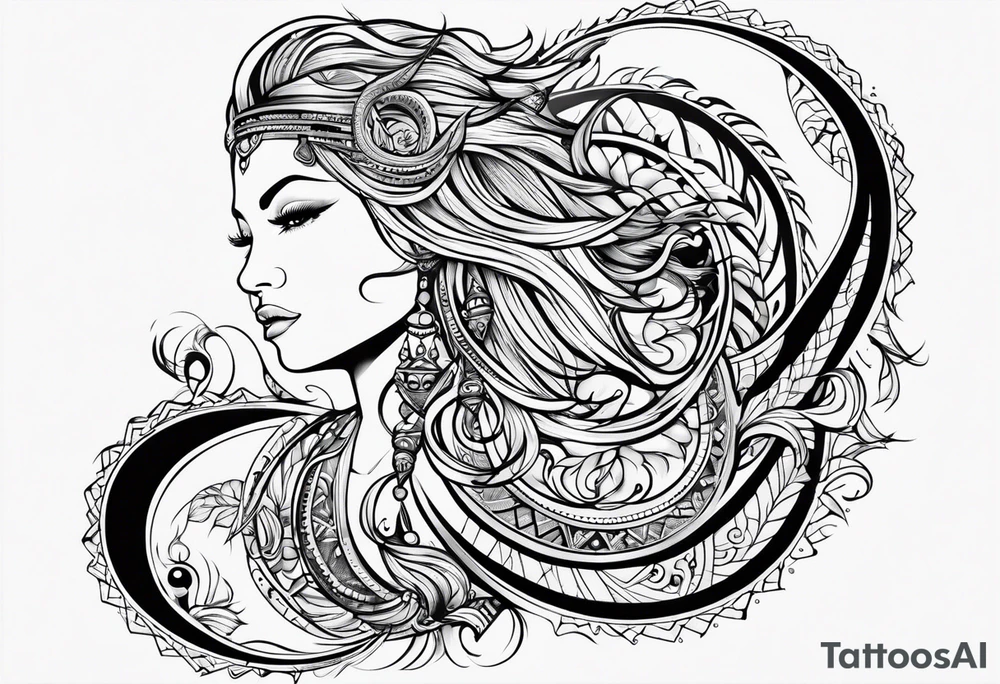 Aquarius tattoo in a tribal design tattoo idea
