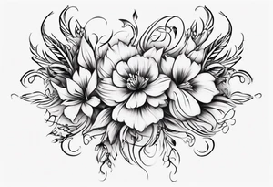 Black and white floral and ornamental style tattoo which will wrap around ankle horizontally which is larger in the centre tattoo idea