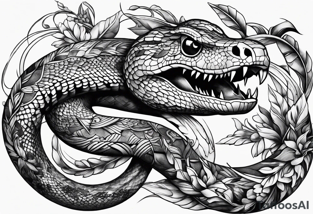 Snake head birds eye view tattoo idea