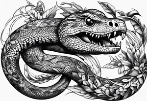 Snake head birds eye view tattoo idea