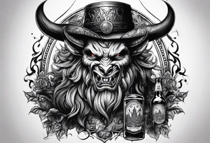 Devil with whiskey botttle tattoo idea