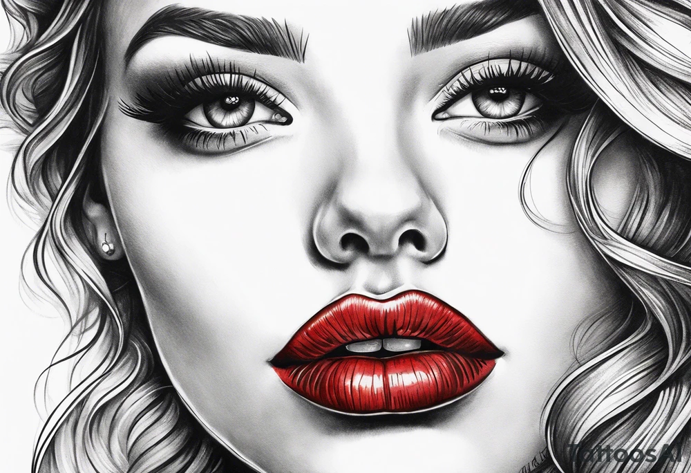 Red lips tattoo idea