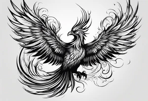 Phoenix rising from ashes side profile tattoo idea