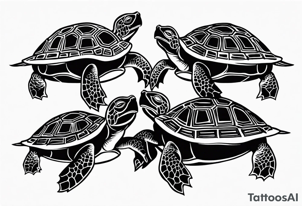 Four turtles tattoo idea