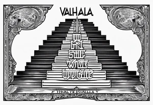 Valhalla sword shield 
stairs tattoo idea