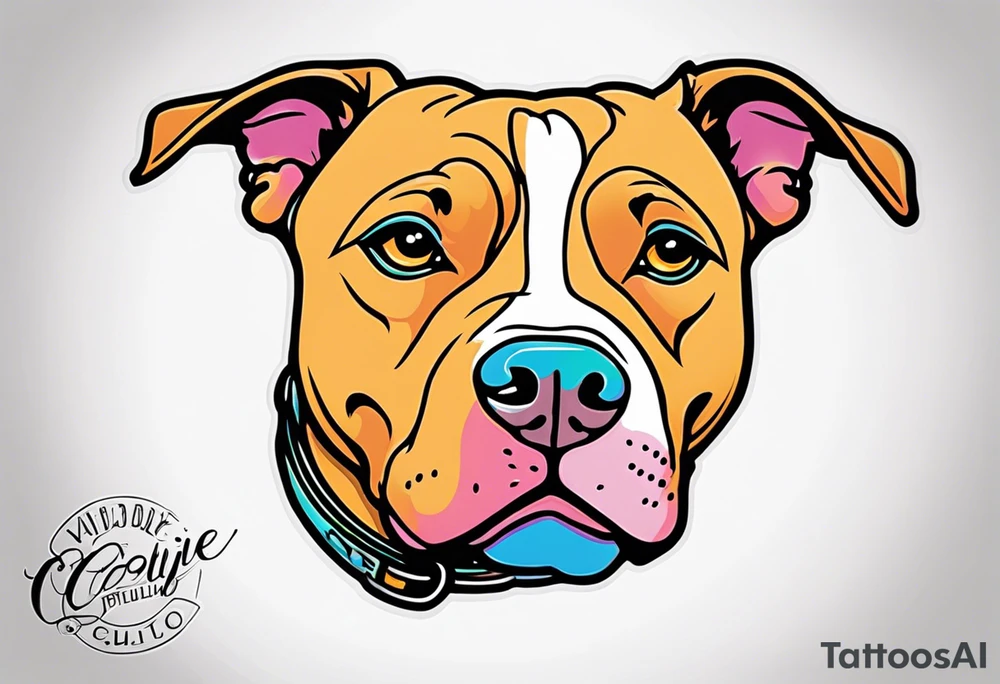 Cookie my pitbull dog outline of ears with her name in cusive at the bottom tattoo idea