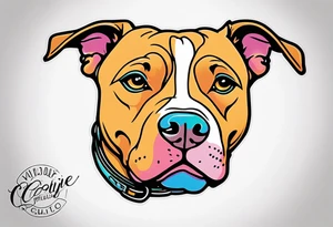 Cookie my pitbull dog outline of ears with her name in cusive at the bottom tattoo idea