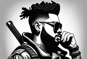 The weeknd with fortnite themed style tattoo idea