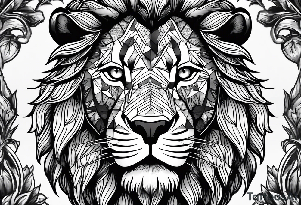 powerful majestic lion, close-up tattoo idea