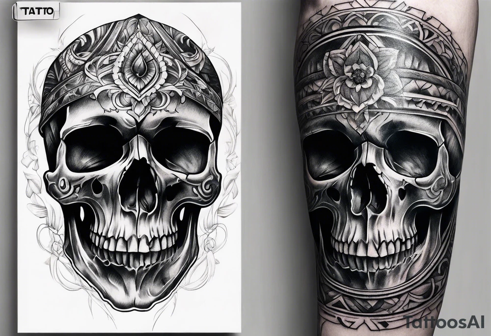 skull on arm tattoo idea