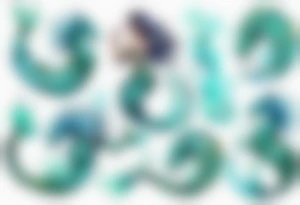 a mermaid serpent hybrid with turquoise scales by the ocean tattoo idea