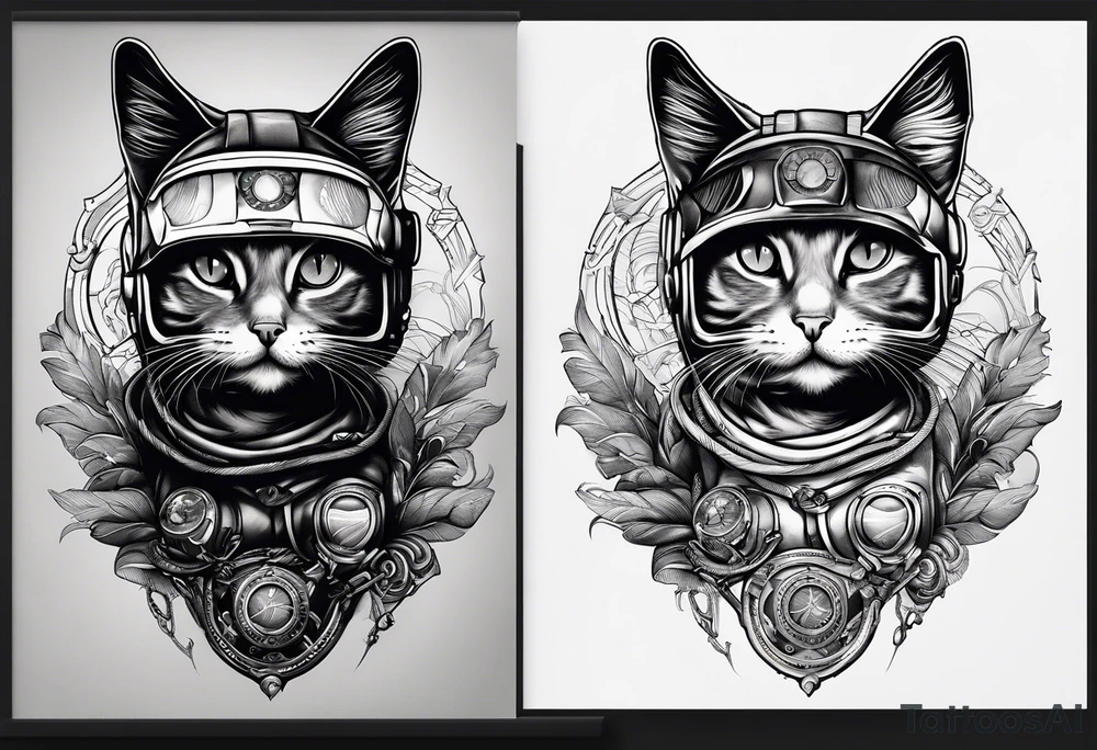 parachuting cat tattoo idea